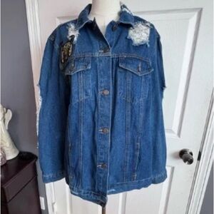 Blue Distressed Denim Jacket